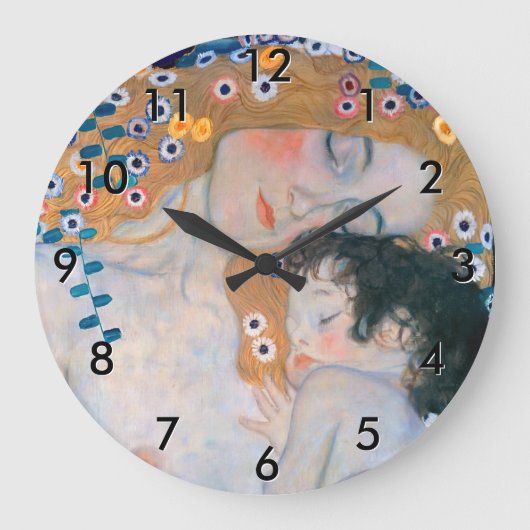 グスタフクリムト – 母と子 ラージ壁時計 (正面)