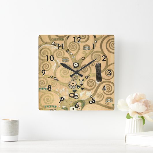 グスタフクリムト – 生活の木,ストクレットフリーズ スクエア壁時計 (ホーム)