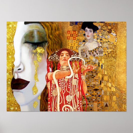 グスタフクリムト，絵画コラージュ，複合アート ポスター (正面)
