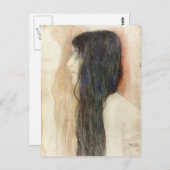 グスタフクリムト – 長い髪の女の子 ポストカード (正面/裏面)