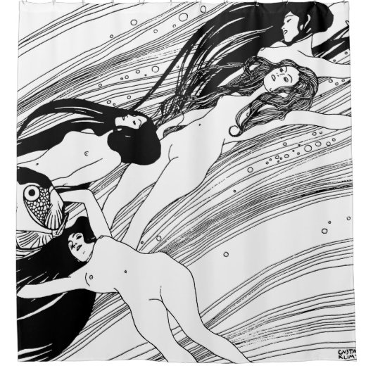 グスタフクリムト – 魚の血サーレアルアー日本のト シャワーカーテン (正面)