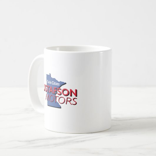 グスタフソンモーターズワードマークデザインマグ コーヒーマグカップ (正面左)