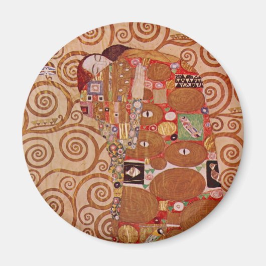 グスタフ・クリムトによる『充足』、アール・ヌーヴォー時代のヴィンテージアート マグネット (正面)