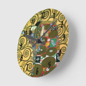 グスタフ・クリムトによる『抱擁』（ふりわたり aka じゅうぶん） ラウンド壁時計 (傾斜)