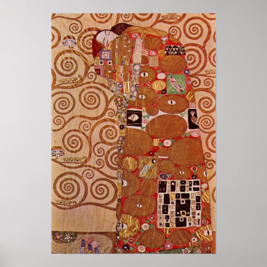 グスタフ・クリムトによる『抱擁』、アール・ヌーヴォー時代のヴィンテージアート ポスター (正面)