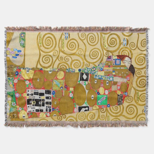 グスタフ・クリムトの新婚生活を描いたアール・ヌーヴォー様式のカップル スローブランケット (正面)