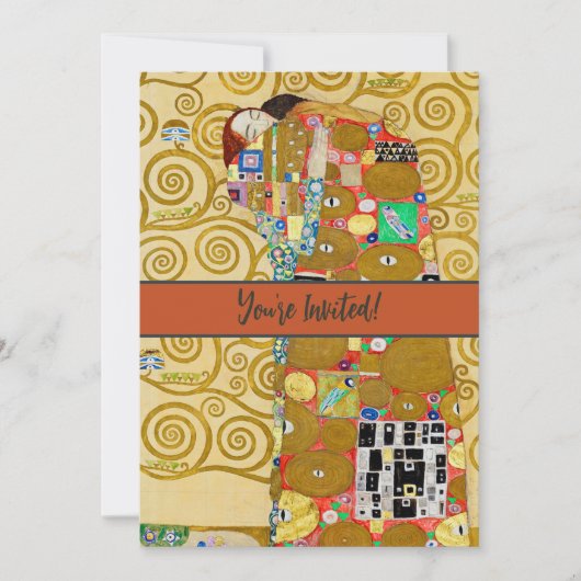 グスタフ・クリムトの新婚生活を描いたアール・ヌーヴォー様式のカップル 招待状 (正面)