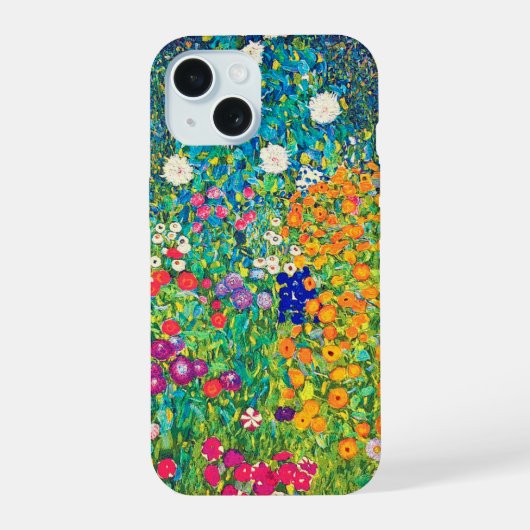 グスタフ・クリムトの花の庭 iPhone 15ケース (裏面)