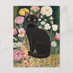 グスタフ・クリムトの黒猫の花園、猫アート ポストカード