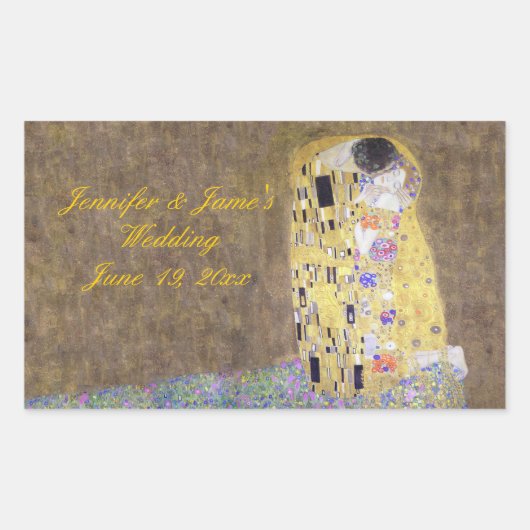 グスタフ・クリムトの「キス」パーソナライズされた結婚 長方形シール (正面)