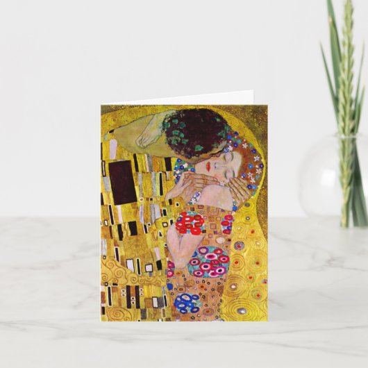 グスタフ・クリムトの「キス」 ヴィンテージアート ウェディング サンキューカード (正面)