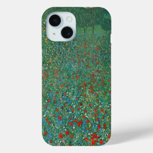 グスタフ・クリムトの「ポピー畑」ヴィンテージ・アール・ヌーボー iPhone 15ケース