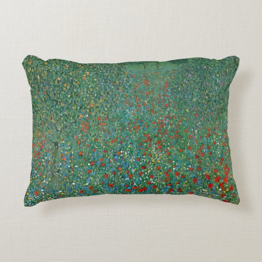 グスタフ・クリムトの「ポピー畑」 ヴィンテージ アール・ヌーヴォー アクセントクッション (正面)
