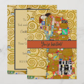 グスタフ・クリムトの『充足』新芸術運動のカップル 招待状 (正面/裏面)