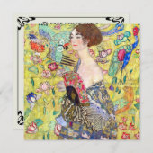 グスタフ・クリムトの「扇を持つ貴婦人」からインスパイアされたウェディングシャワーの招待状テンプレート 招待状 (正面/裏面)