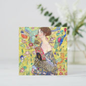 グスタフ・クリムトの「扇を持つ貴婦人」からインスパイアされたウェディングシャワーの招待状テンプレート 招待状 (スタンド正面)