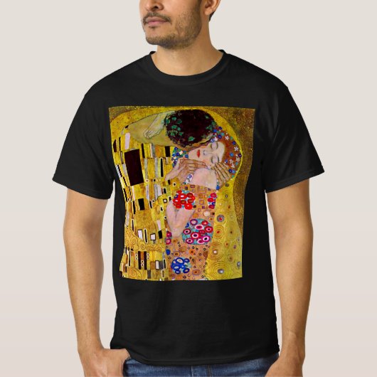 グスタフ・クリムトの「接吻」アール・ヌーヴォー Tシャツ (正面)