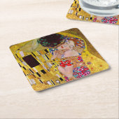 グスタフ・クリムトの『接吻』、ヴィンテージ・アートのウェディング スクエアペーパーコースター (アングル)