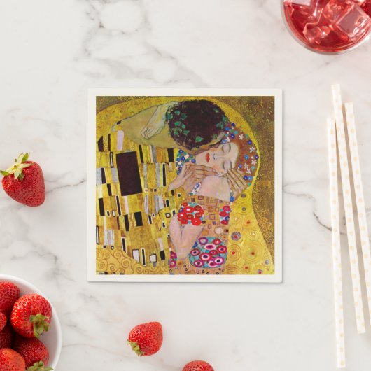 グスタフ・クリムトの『接吻』、ヴィンテージ・アートのウェディング スタンダードカクテルナプキン (インサイチュ)