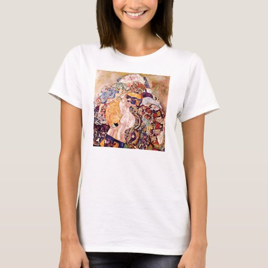 グスタフ・クリムト - ゆりかごの赤ちゃん - 新生児 Tシャツ (正面)