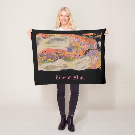 グスタフ・クリムト・ウォーター・サーペン絵画ツが有名なピンク フリースブランケット (インサイチュ)