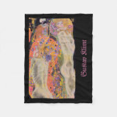 グスタフ・クリムト・ウォーター・サーペン絵画ツが有名なピンク フリースブランケット (正面)