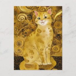 グスタフ・クリムト ゴールド かわいい猫のパロディ グスタフクリムト アート ポストカード