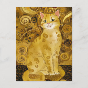 グスタフ・クリムト ゴールド かわいい猫のパロディ グスタフクリムト アート ポストカード