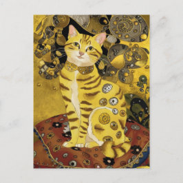グスタフ・クリムト ゴールド かわいい猫のパロディ グスタフクリムト アート ポストカード