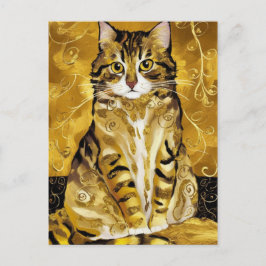 グスタフ・クリムト ゴールド かわいい猫のパロディ グスタフクリムト 芸術 ポストカード