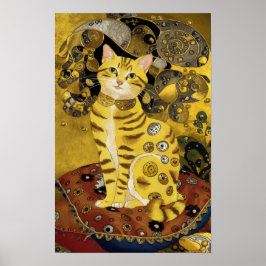 グスタフ・クリムト ゴールド かわいい 猫 パロディ グスタフクリムト アート ポスター