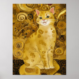 グスタフ・クリムト ゴールド かわいい 猫 パロディ グスタフクリムト アート ポスター