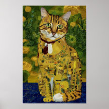 グスタフ・クリムト ゴールド かわいい 猫 パロディ グスタフクリムト アート