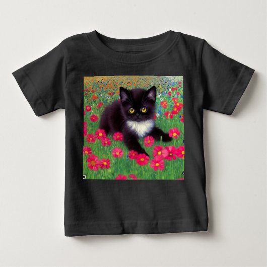 グスタフ・クリムト タキシード猫 ベビーTシャツ (正面)