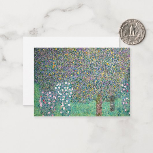 グスタフ・クリムト - ツリーの下のバラの茂み ノートカード (正面/裏面インサイチュ)