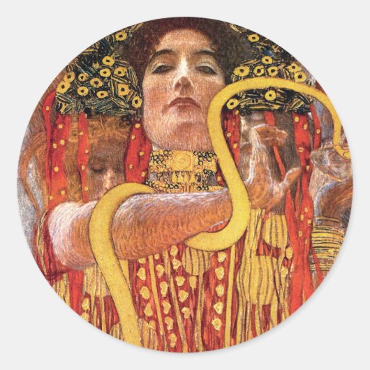グスタフ・クリムト - 健康の女神 ヒュギエイア 医学 ラウンドシール (正面)
