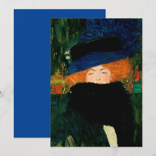 グスタフ・クリムト 「帽子と羽のマントの女性」 ホリデーカード (正面/裏面)