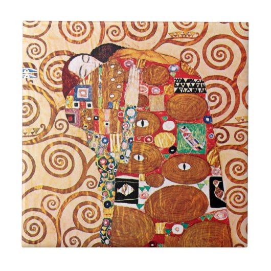 グスタフ・クリムト - 愛の抱擁 - 美術画 タイル (正面)