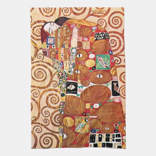 グスタフ・クリムト - 愛の抱擁 - 美術絵画 キッチンタオル (縦)