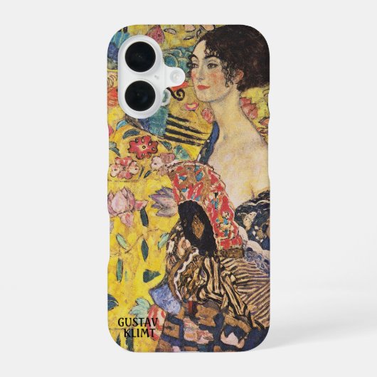 グスタフ・クリムト - 扇を持つ女 - オーダーメイド iPhone 16ケース (裏面)