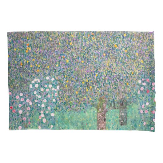 グスタフ・クリムト - 木の下のバラの茂み 枕カバー (正面)
