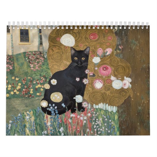 グスタフ・クリムト 黒猫の花園、猫アート カレンダー (カバー)