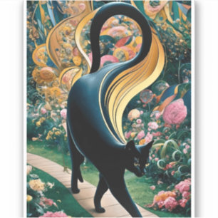 グスタフ・クリムト 黒猫の花園、猫アート シール