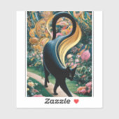 グスタフ・クリムト 黒猫の花園、猫アート シール (シート)
