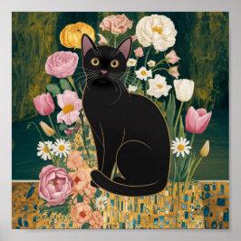 グスタフ・クリムト 黒猫の花園、猫アート ポスター