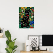 グスタフ・クリムト 黒猫の花園、猫アート ポスター (ホームオフィス)