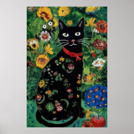 グスタフ・クリムト 黒猫の花園、猫アート ポスター