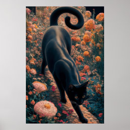 グスタフ・クリムト 黒猫の花園、猫アート ポスター