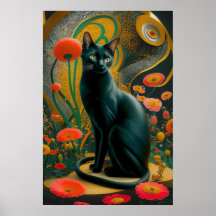 グスタフ・クリムト 黒猫の花園、猫アート