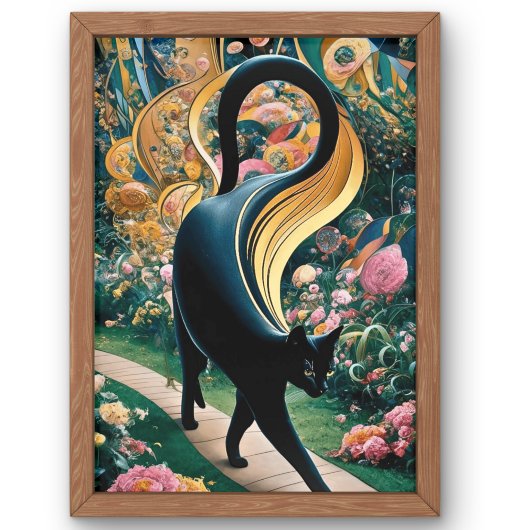 グスタフ・クリムト 黒猫の花園、猫アート ポスター